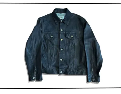 Maison Martin Margiela Black Painted Denim Jacket Bianchetto Artisanal 2000AW