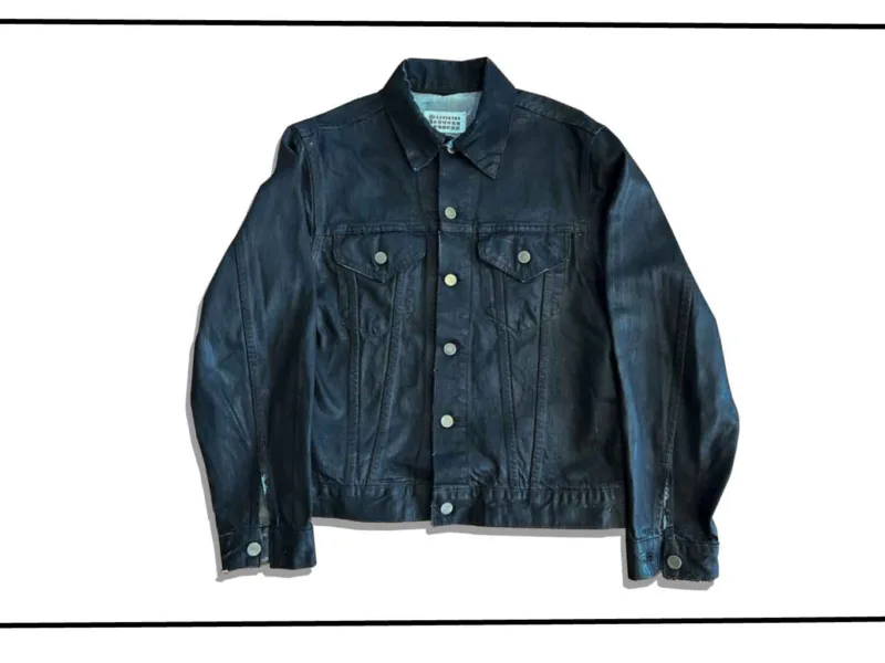 Maison Martin Margiela Black Painted Denim Jacket Bianchetto Artisanal 2000AW