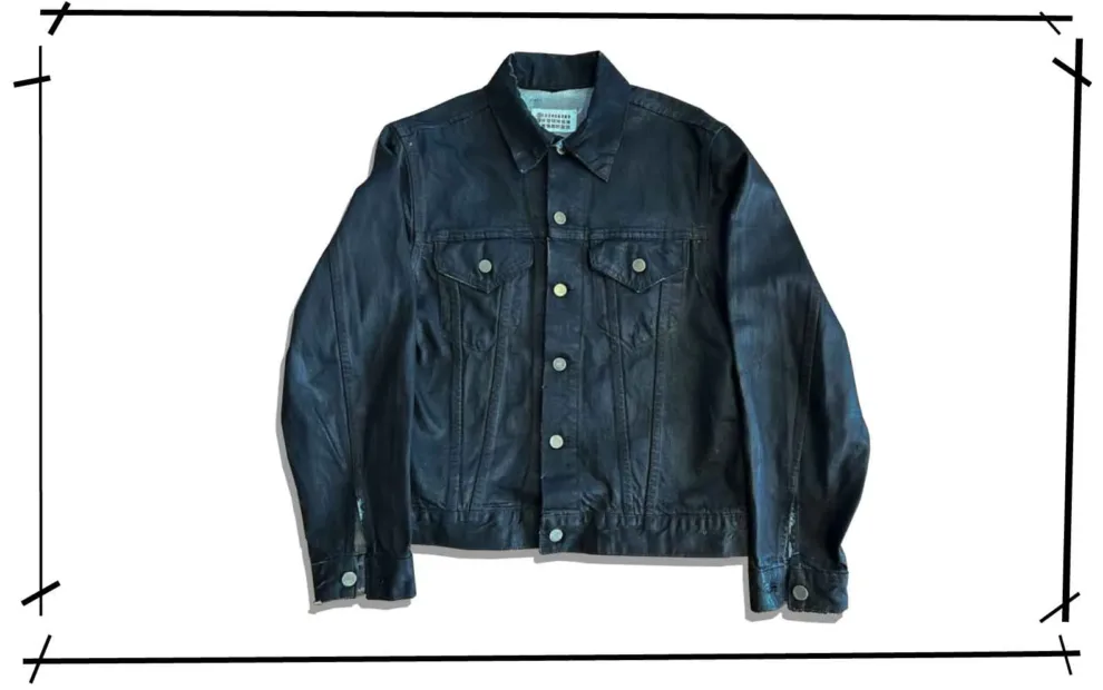 Maison Martin Margiela Black Painted Denim Jacket Bianchetto Artisanal 2000AW