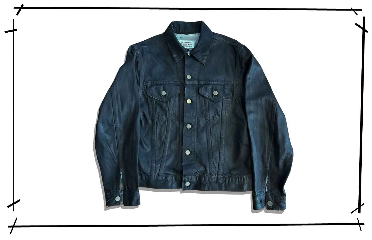 Maison Martin Margiela Black Painted Denim Jacket Bianchetto Artisanal 2000AW