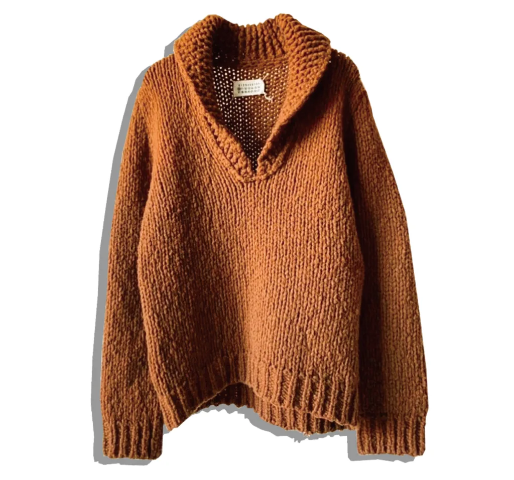 Maison Martin Margiel Shawl Collor Knit Brown 10 2000AW Front