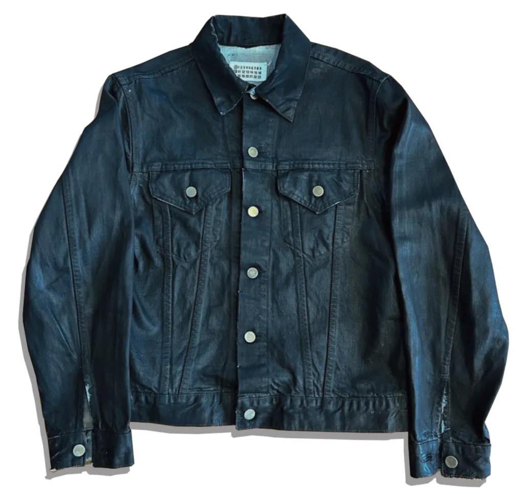 Maison Martin Margiela Black Painted Denim Jacket Bianchetto Artisanal 2000AW Front